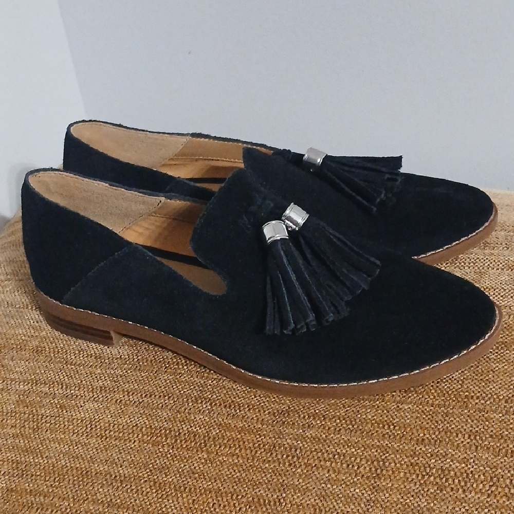 Franco Sarto Womens Black Tassel Loafers